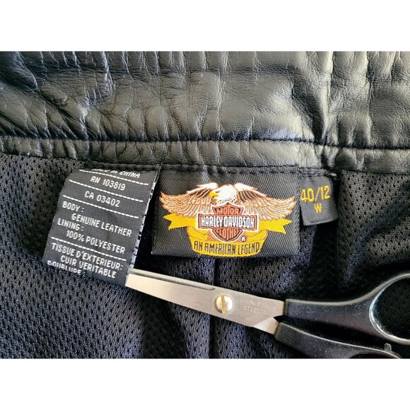 VTG Womens Harley Davidson 100% Genuine Leather Riding Pants Size 40/12 Embossed - Picture 8 of 16